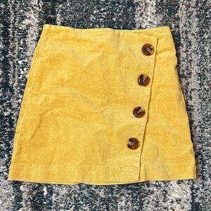 LAST CHANCE: Yellow Button-Front Corduroy Skirt